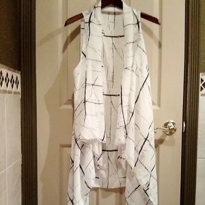 Black & White Silky Tank Kimono (NWOT)